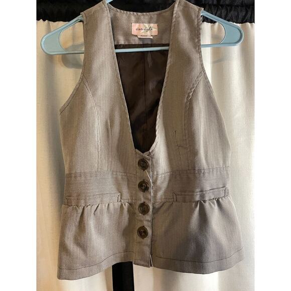Medium Jackets & Blazers - Star Style Womens Vest Medium Khaki Brown, Gray